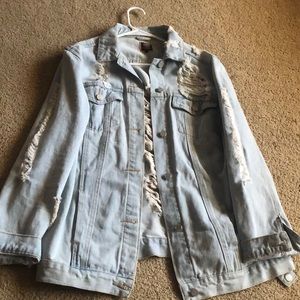 Oversized Distressed Jean Jacket